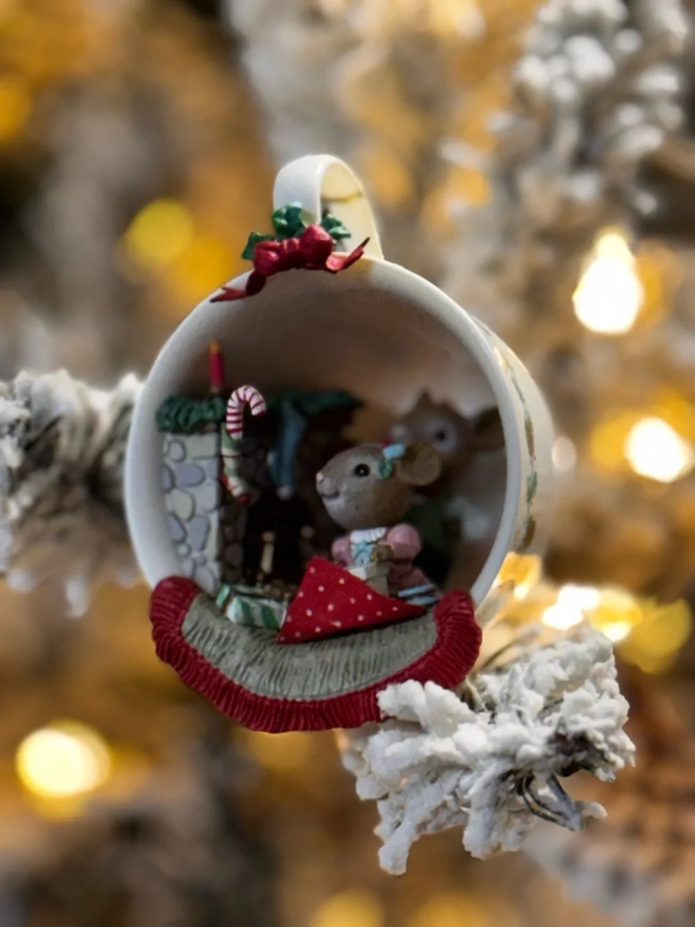 Enesco Holiday Small Pets Figurine in Red, Green, Pink, Gold and Blue